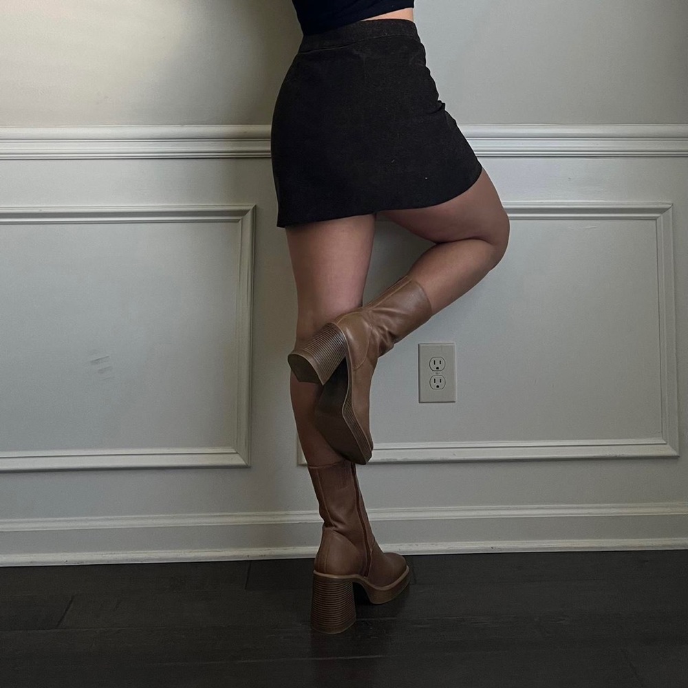 90s Y2k Vintage Express Brown Mini Skirt - image 5